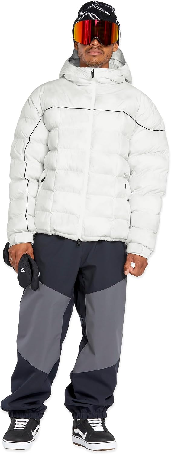 Volcom Men's Sew Down Ecodown Filled Puffy Snowboard Winter Ski Jacket White Camo S5