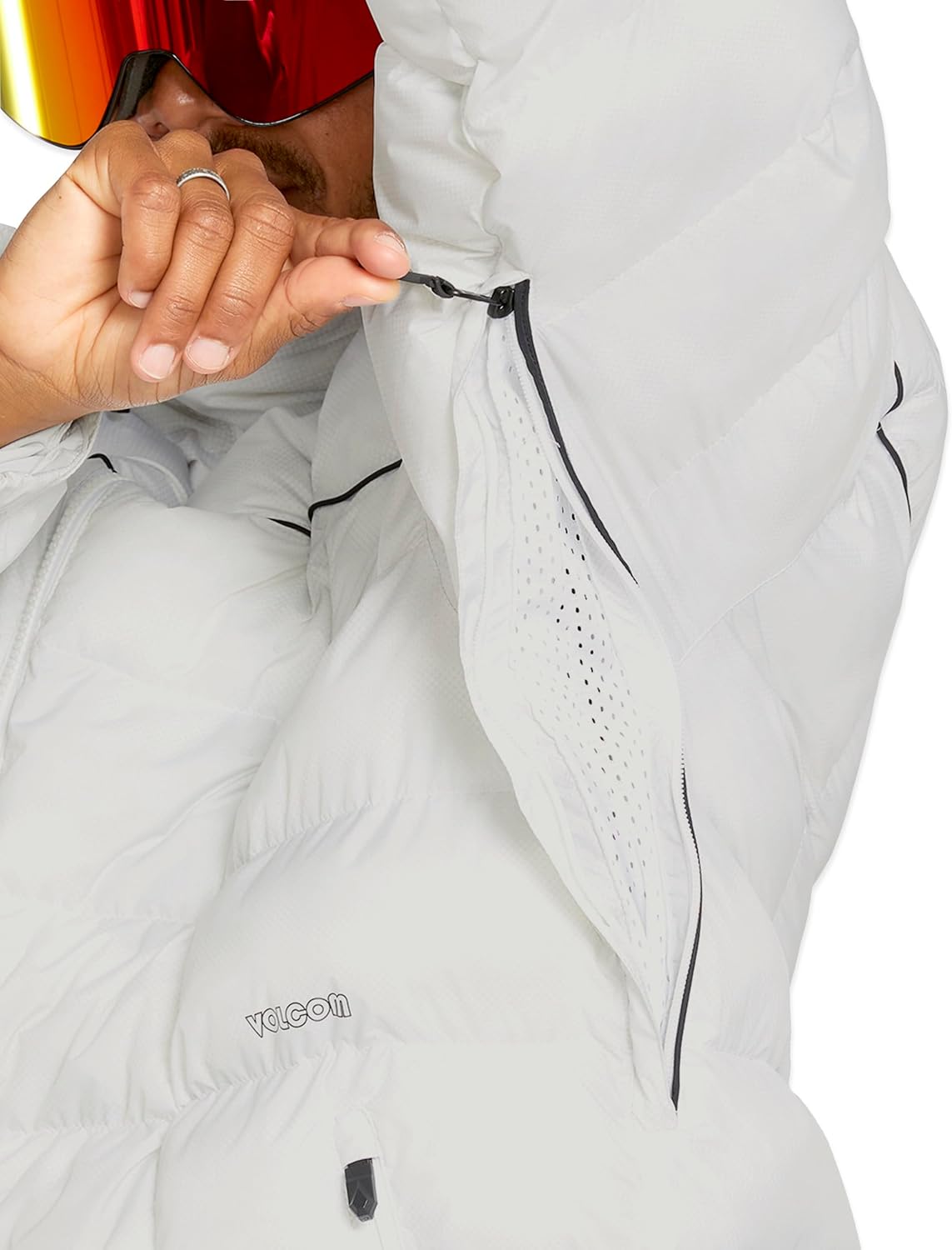 Volcom Men's Sew Down Ecodown Filled Puffy Snowboard Winter Ski Jacket White Camo S5