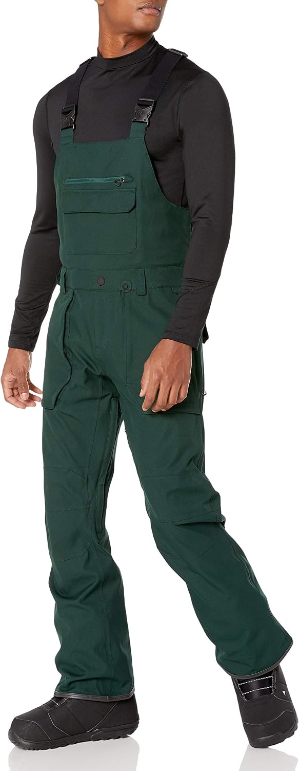 Volcom Men's Roan Bib Overall Snowboard Pant – 15k Waterproof 2-layer Repreve® Fibers Dark Green