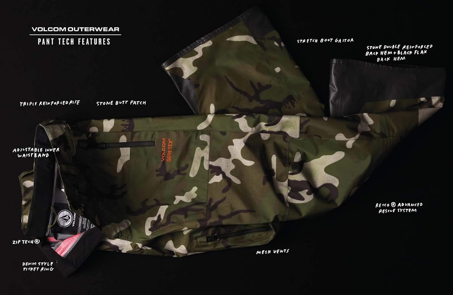 Volcom Men's Roan Bib Overall Snowboard Pant – 15k Waterproof 2-layer Repreve® Fibers Dark Green