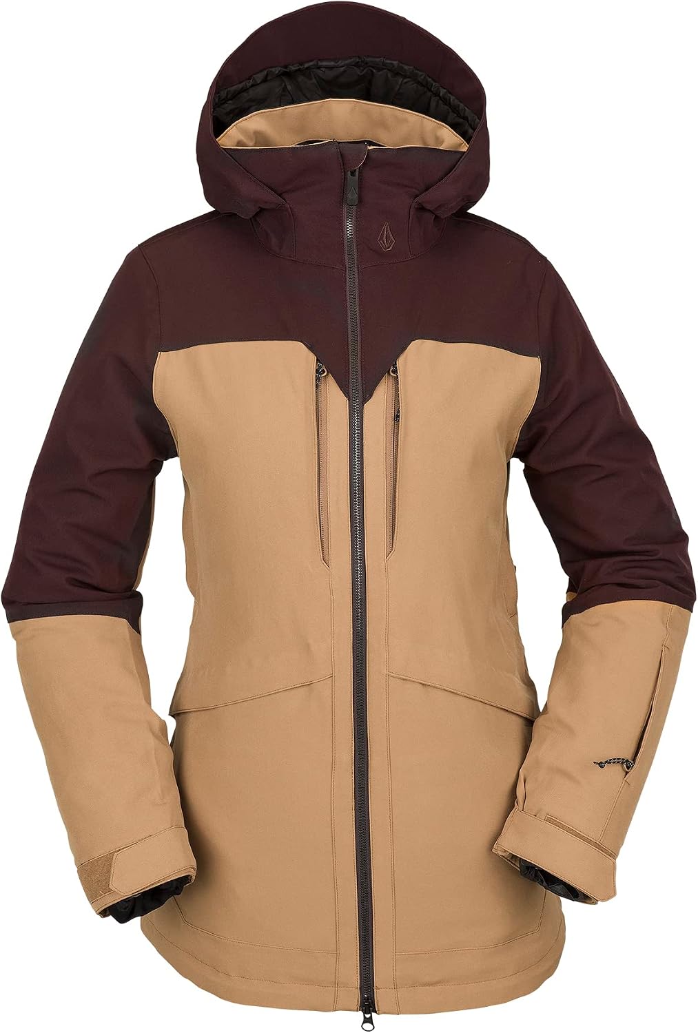 Volcom womens Shelter 3d Stretch Insulated Snowboard Ski Winter Hooded Jacket Caramel S3