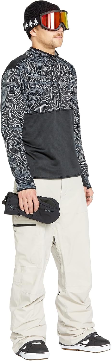 Volcom Men's Gridlock 14 Zip Mock Neck Snowboard Base Layer Fleece Sweatshirt Black Print