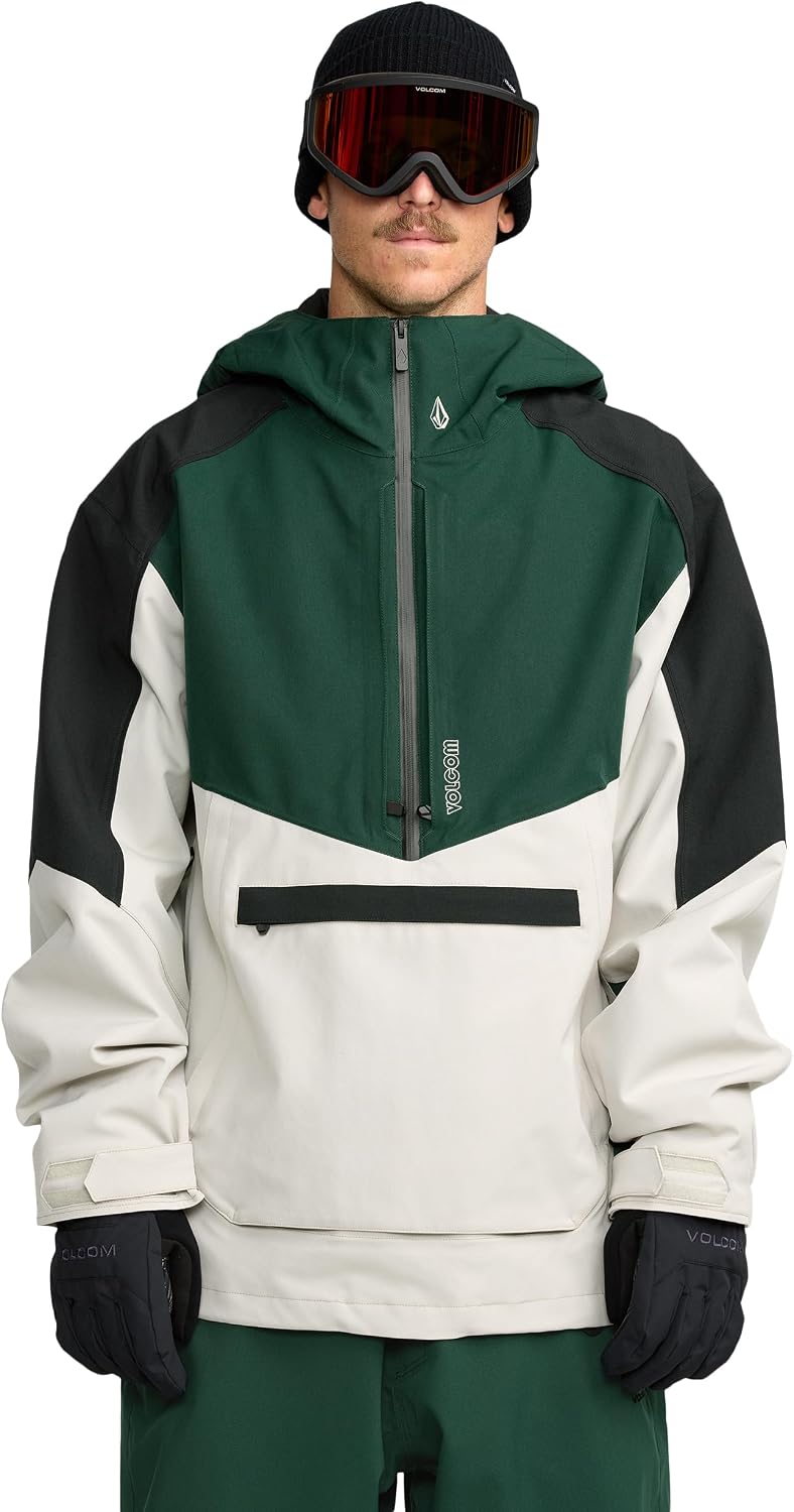 Volcom Men's Brighton Pullover Anarok Hooded Snowboard Jacket Stone