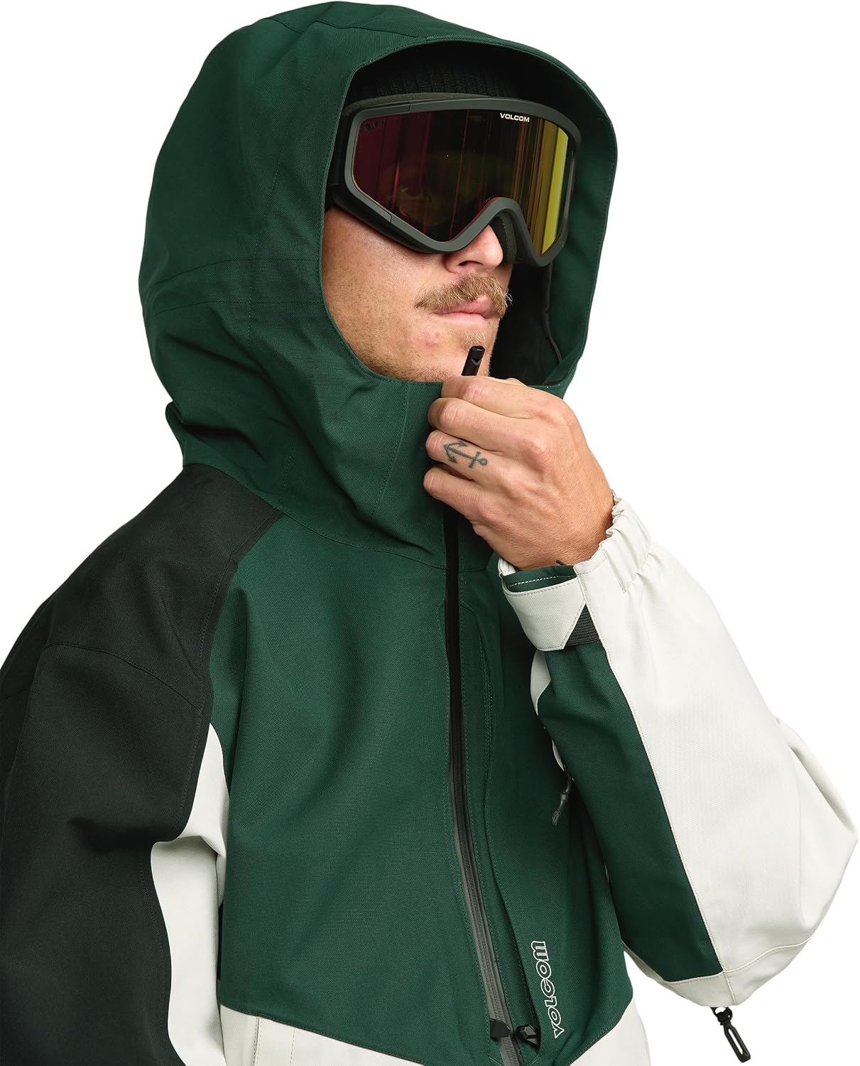 Volcom Men's Brighton Pullover Anarok Hooded Snowboard Jacket Stone