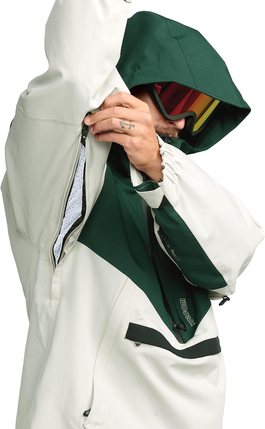 Volcom Men's Brighton Pullover Anarok Hooded Snowboard Jacket Stone