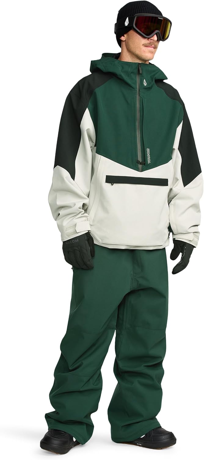 Volcom Men's Brighton Pullover Anarok Hooded Snowboard Jacket Stone