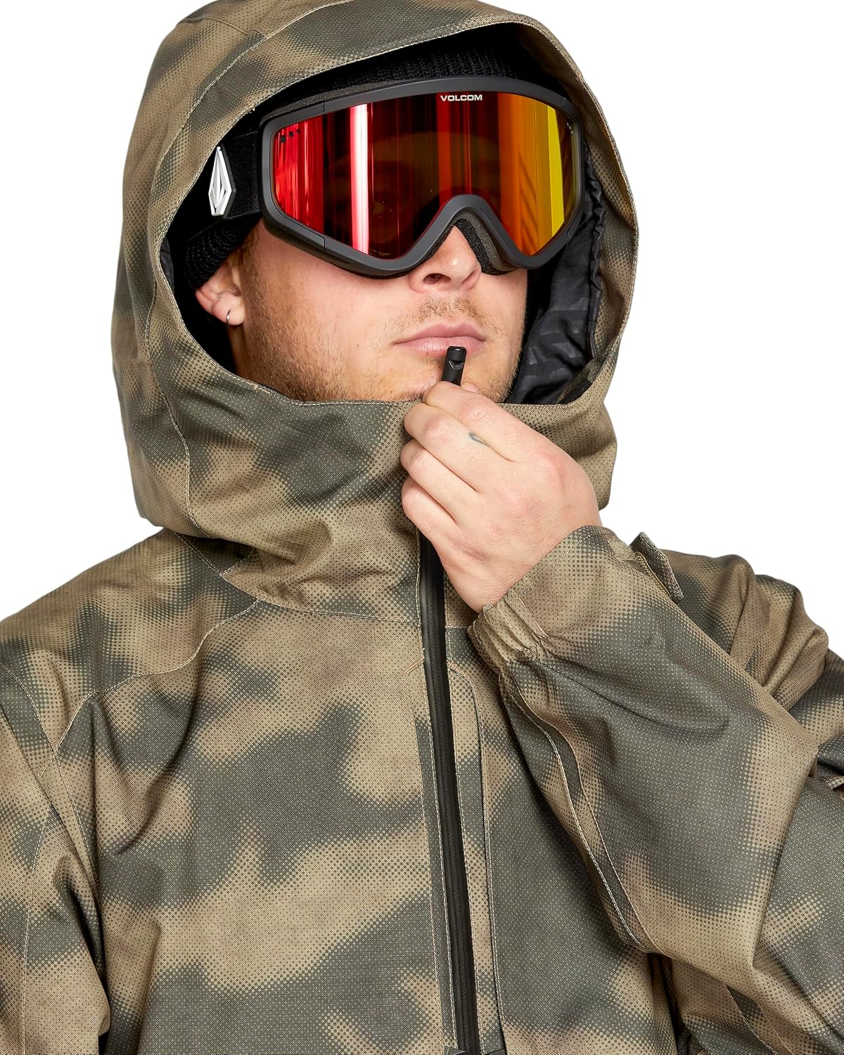 Volcom Men's Brighton Pullover Anarok Hooded Snowboard Jacket Camouflage
