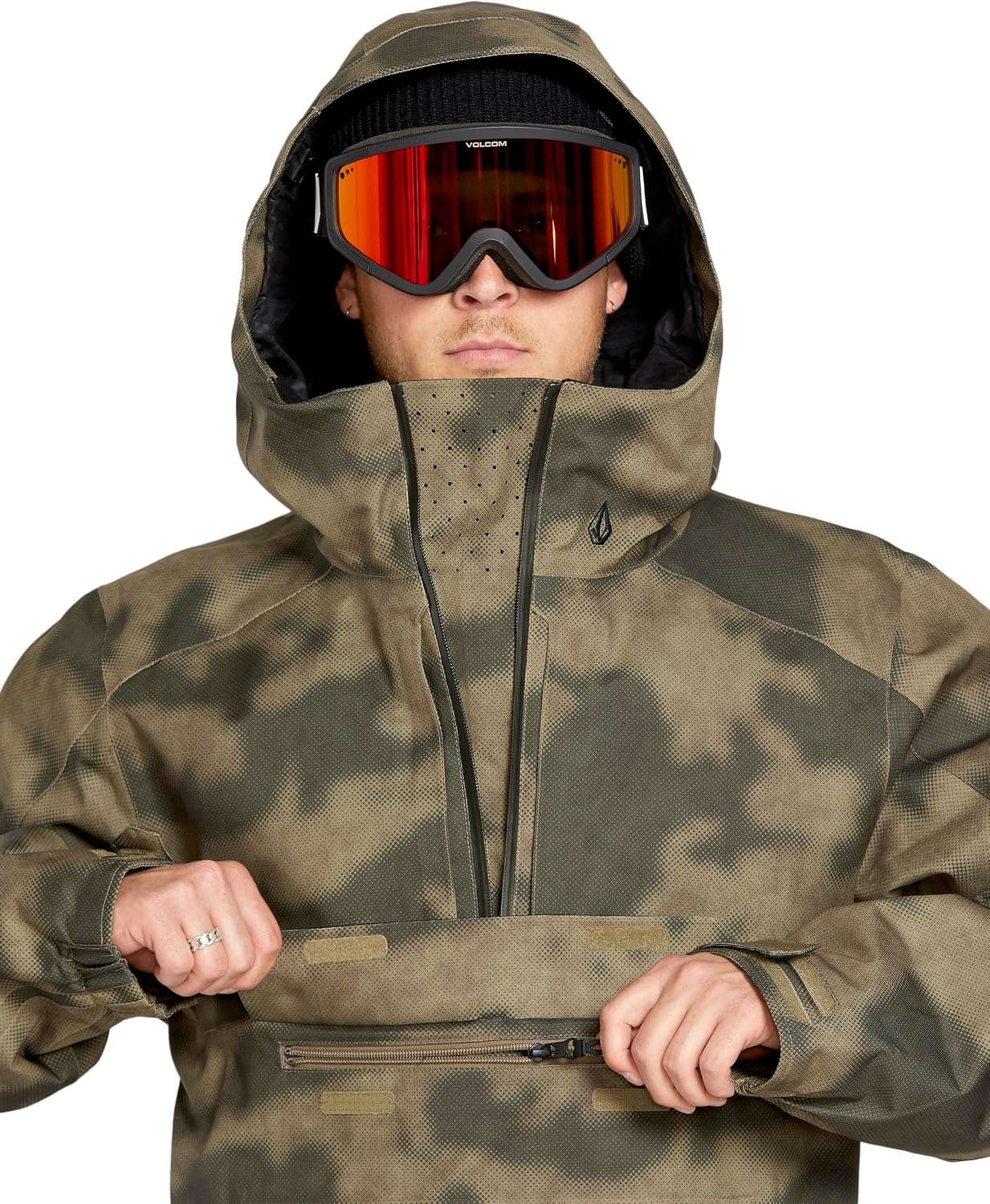 Volcom Men's Brighton Pullover Anarok Hooded Snowboard Jacket Camouflage