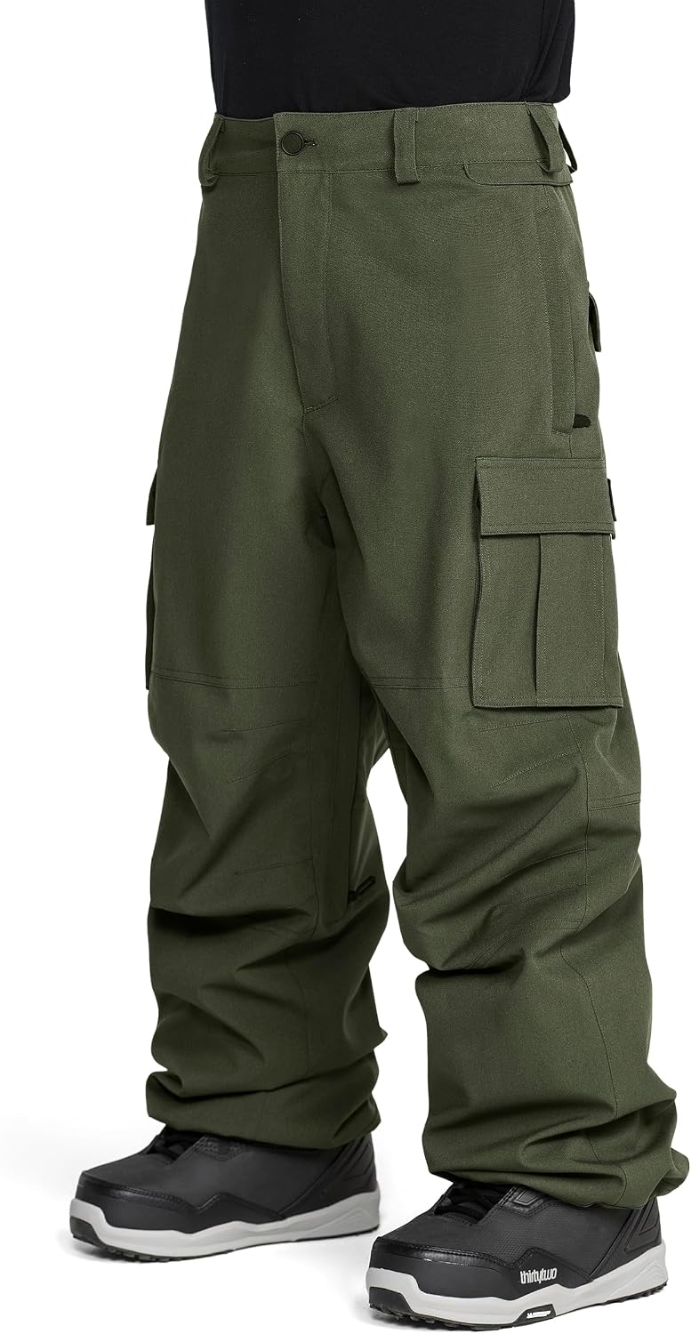 Volcom Men's Nwrk Baggy Snowboard Pant – 10k Waterproof Breathable 2-layer Dark Green