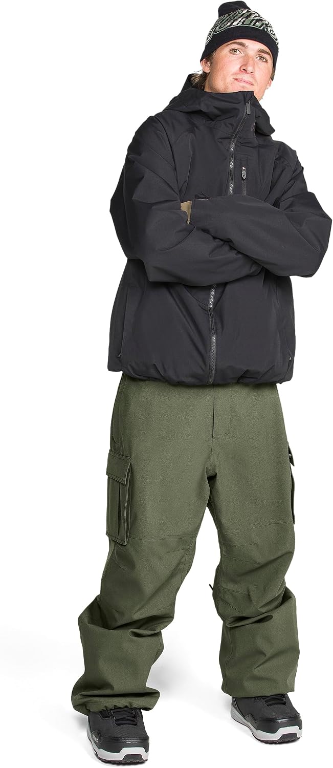 Volcom Men's Nwrk Baggy Snowboard Pant – 10k Waterproof Breathable 2-layer Dark Green