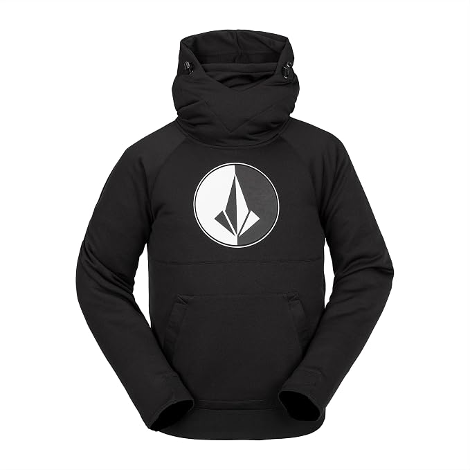 Volcom Men's Hydro Fleece Riding Hoodie – Water-repellent Sweatshirt With Storm Hood & Thumbholes Black S4