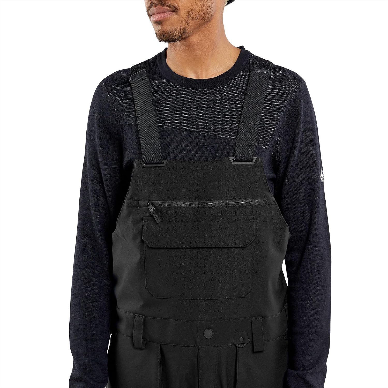 Volcom Men's Roan Bib Overall Snowboard Pant – 15k Waterproof 2-layer Repreve® Fibers Black Grey