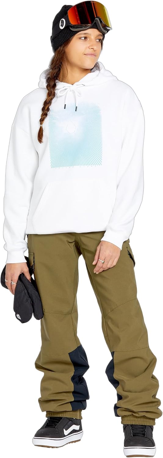Volcom Women's Essential Hooded Snowboard Riding Fleece Hoodie White S5