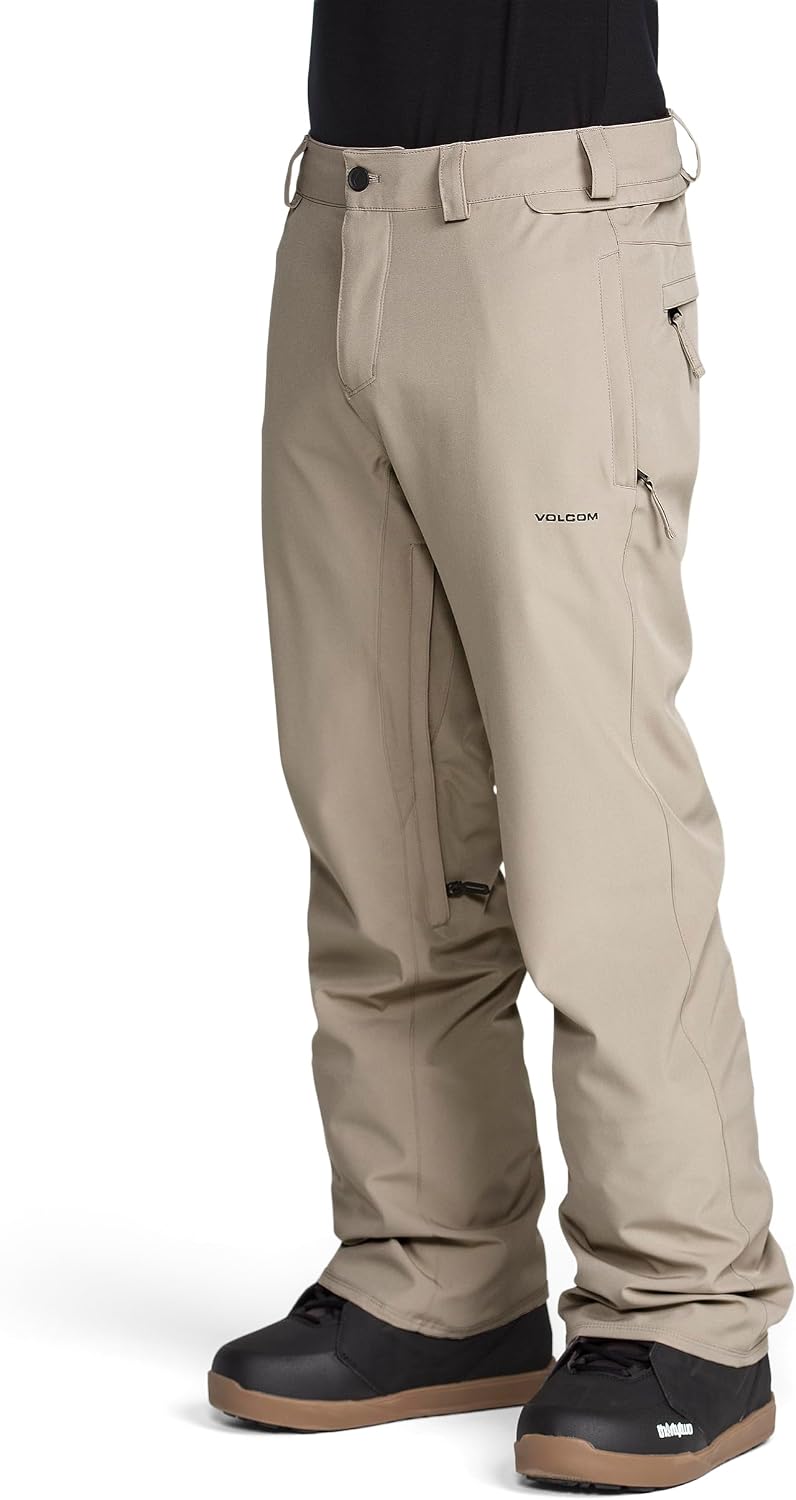 Volcom Men's Freakin Snow Chino Pants – 15k Waterproof Breathable Snowboard Pants With Zip Tech Khaki