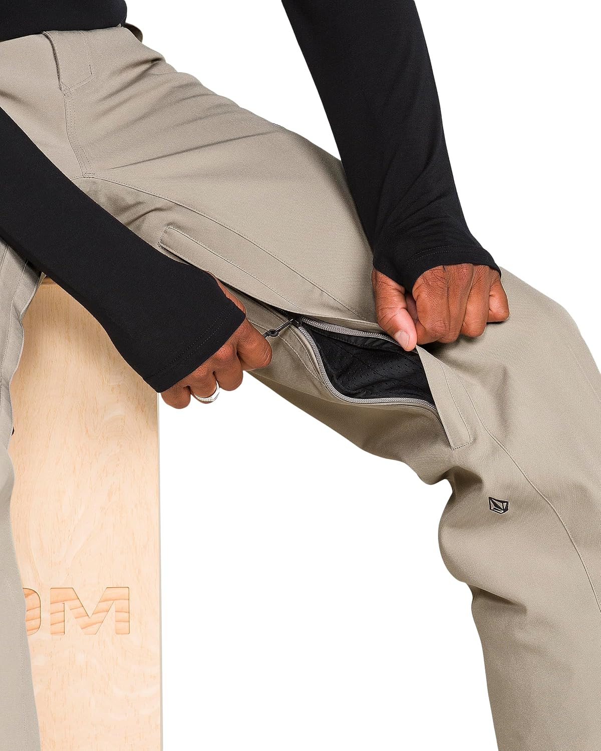 Volcom Men's Freakin Snow Chino Pants – 15k Waterproof Breathable Snowboard Pants With Zip Tech Khaki