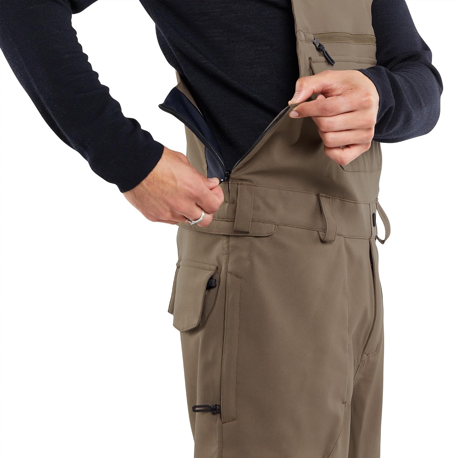 Volcom Men's Roan Bib Overall Snowboard Pant – 15k Waterproof 2-layer Repreve® Fibers Teak