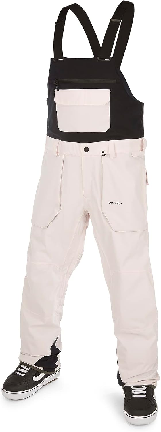 Volcom Men's Roan Bib Overall Snowboard Pant – 15k Waterproof 2-layer Repreve® Fibers Party Pink