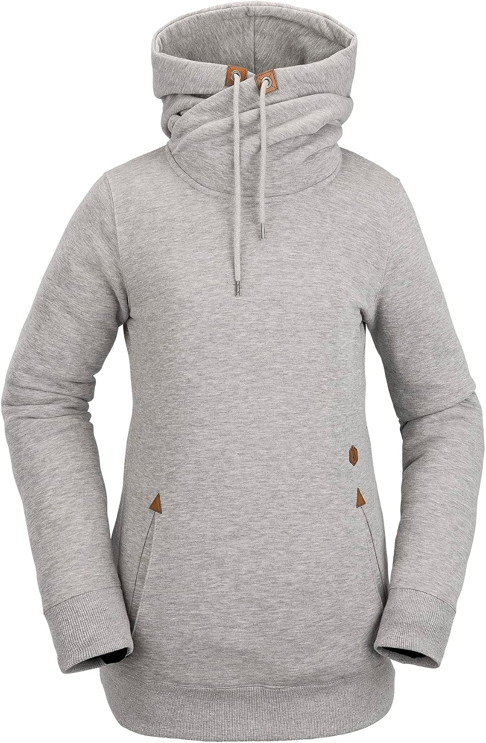Volcom Women's Tower Hooded Fleece Sweatshirt Heather Grey S3
