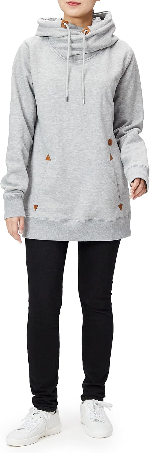 Volcom Women's Tower Hooded Fleece Sweatshirt Heather Grey S3