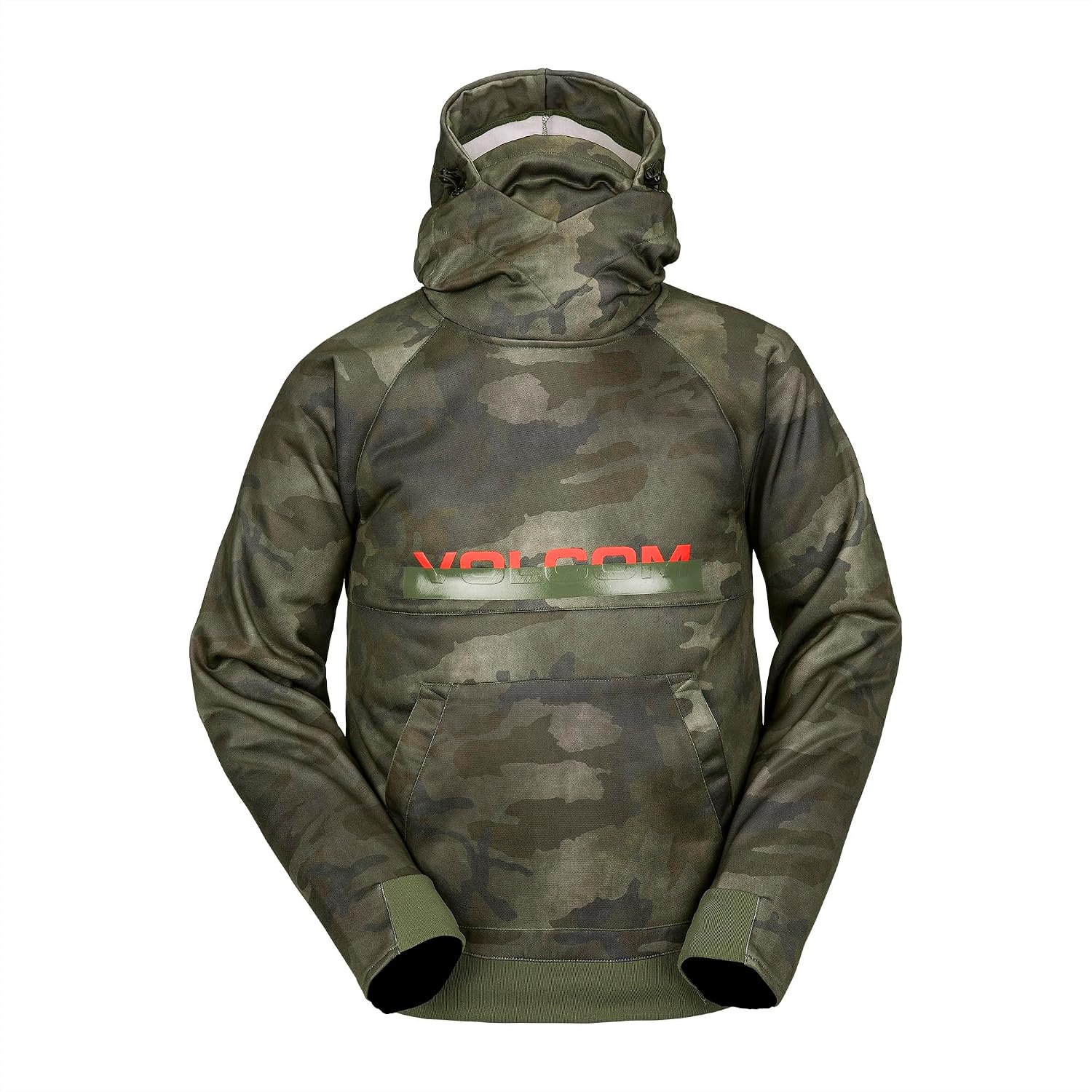 Volcom Men's Hydro Fleece Riding Hoodie – Water-repellent Sweatshirt With Storm Hood & Thumbholes Cloudwash Camo S4