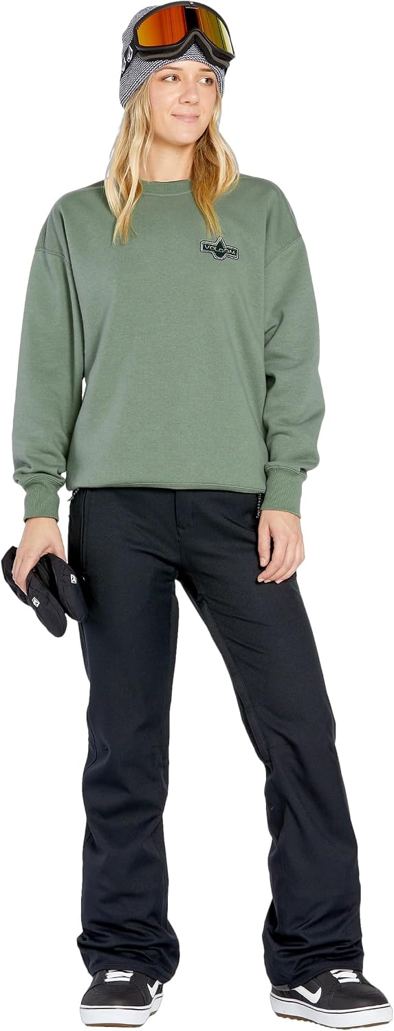 Volcom Women's Essential Crew Fleece Snowboard Winter Sweatshirt Lichen Green S5