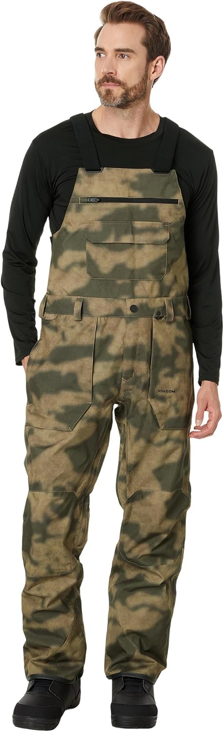 Volcom Men's Roan Bib Snowboard Pants, Camouflage, Small