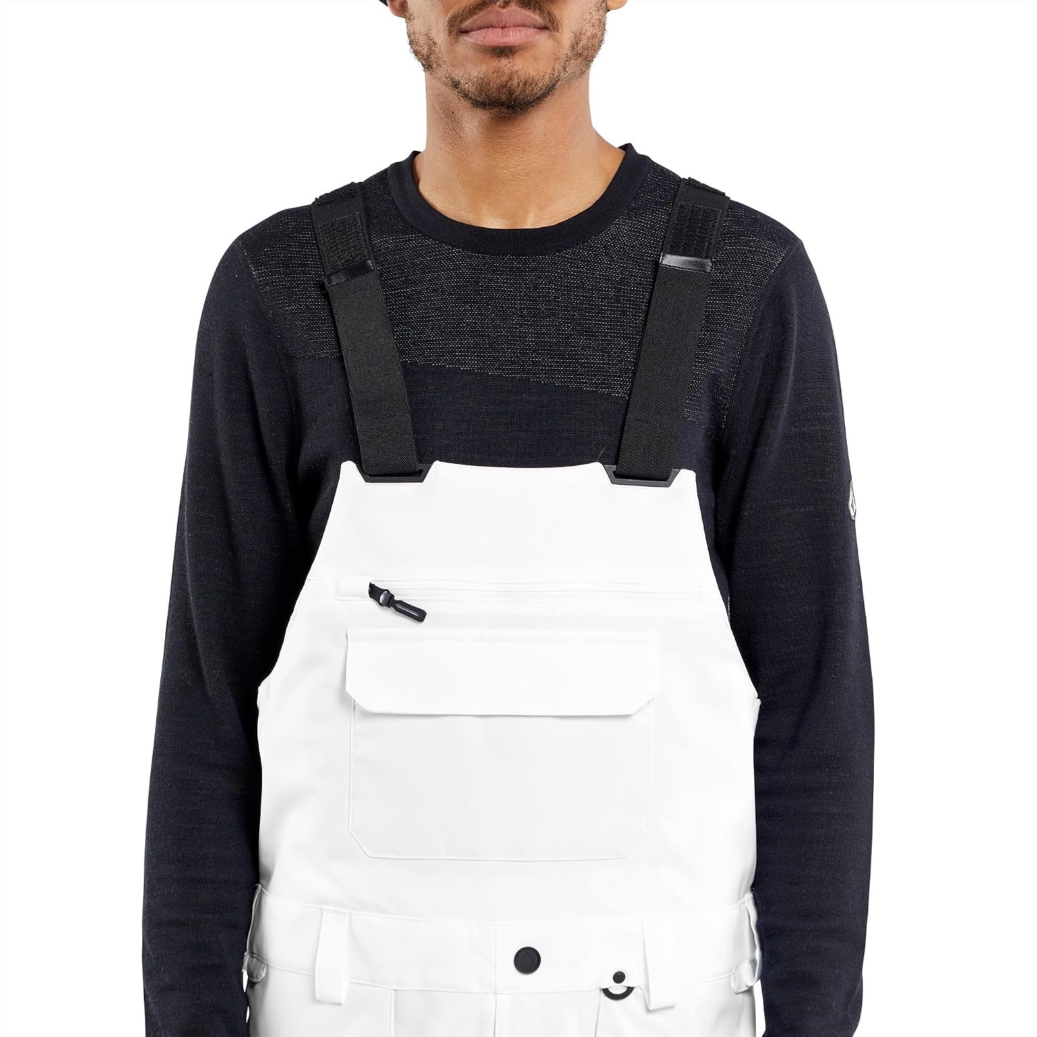 Volcom Men's Roan Bib Overall Snowboard Pant – 15k Waterproof 2-layer Repreve® Fibers White