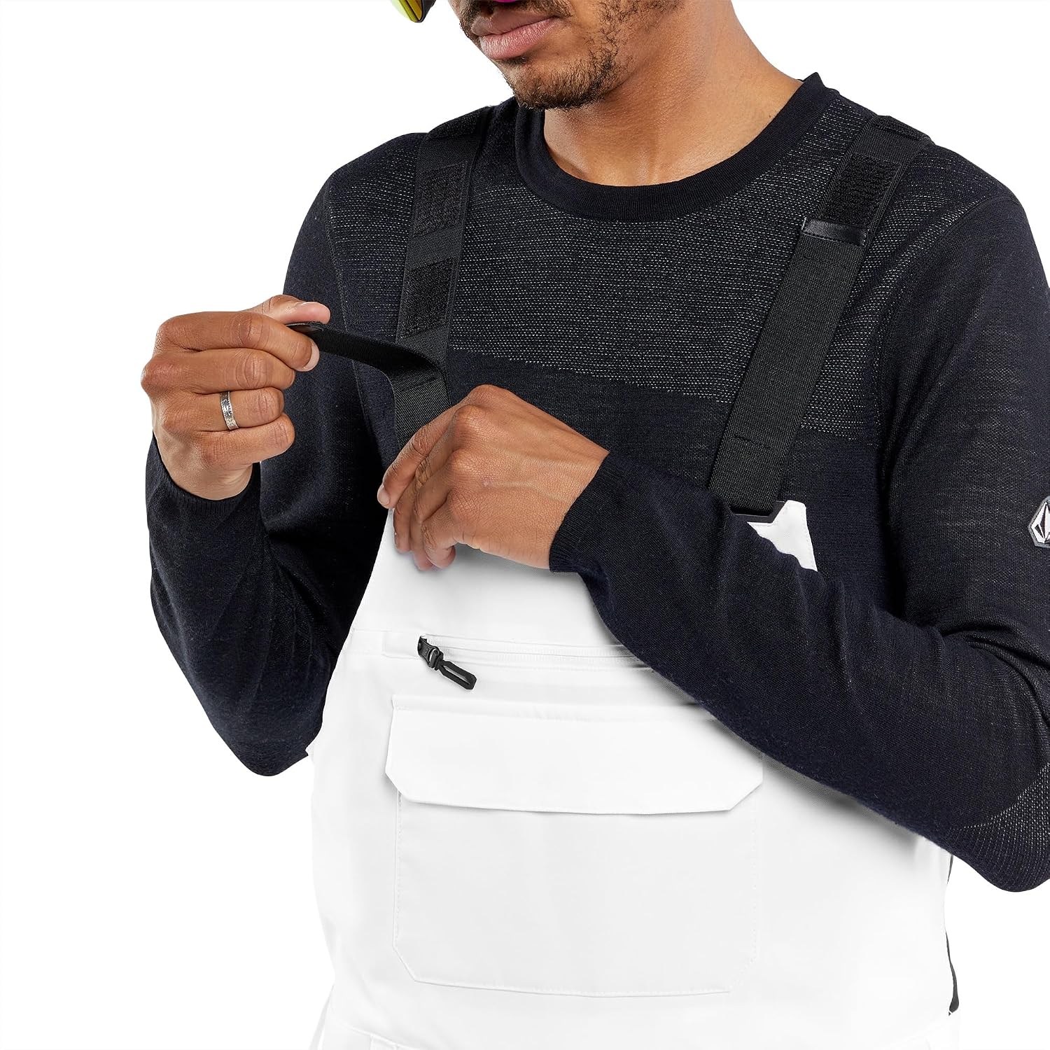 Volcom Men's Roan Bib Overall Snowboard Pant – 15k Waterproof 2-layer Repreve® Fibers White