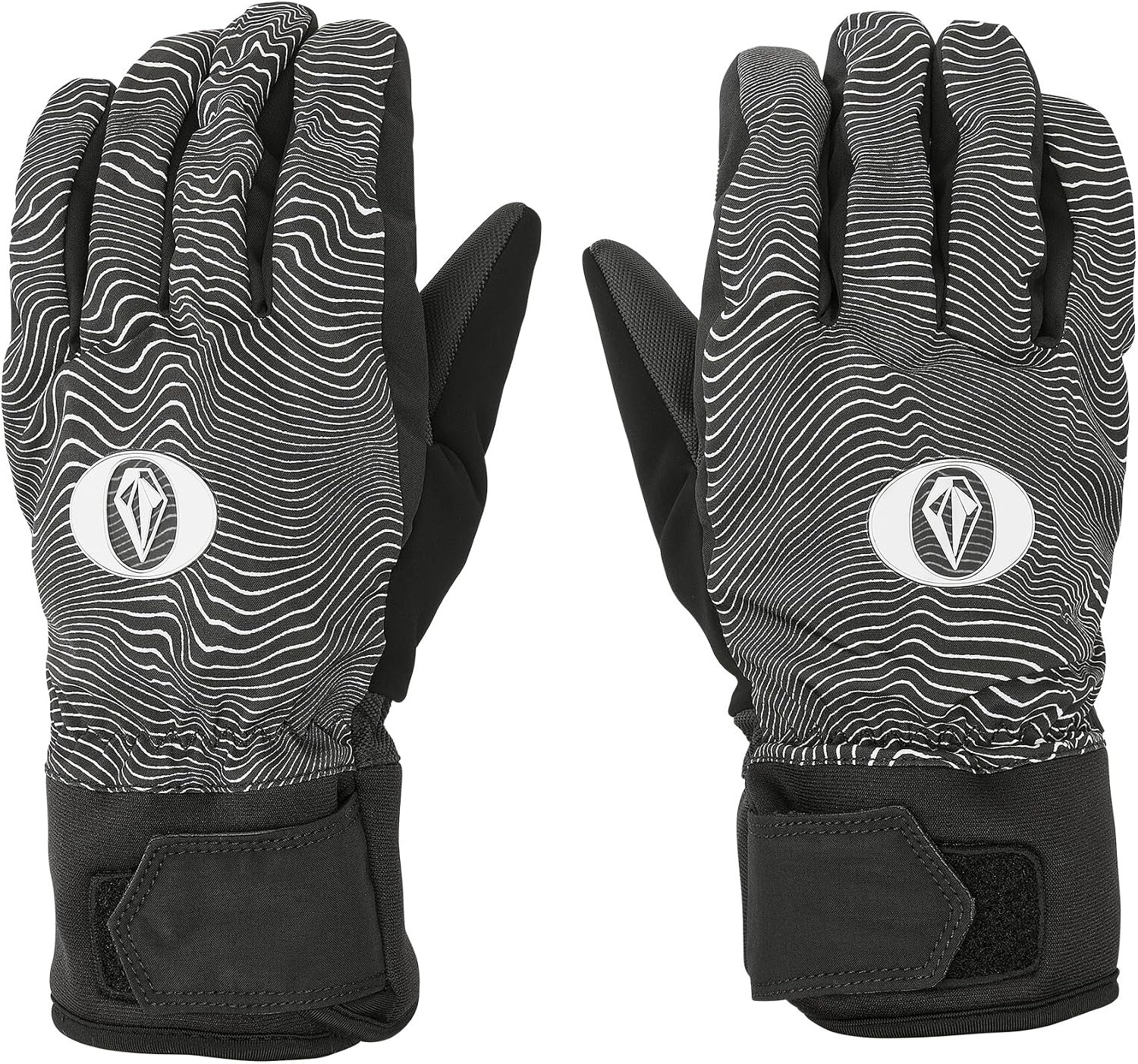 Volcom Mens Crail Pipe Park Lightweight Snowboard Glove Black Print S5