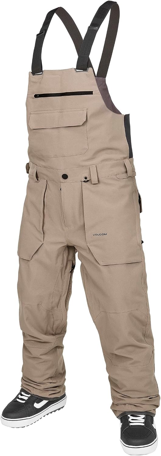 Volcom Men's Roan Bib Overall Snowboard Pant – 15k Waterproof 2-layer Repreve® Fibers Chestnut Brown
