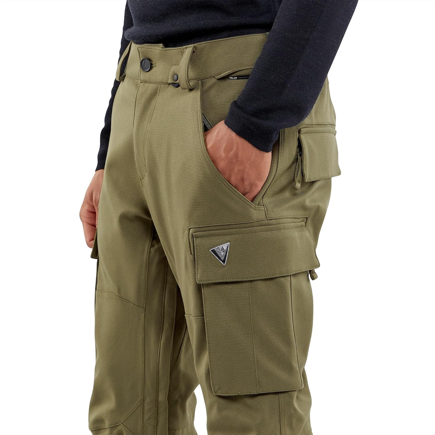 Volcom Men's Articulated Snow Pant, 15k Waterproof Ski Snowboard Pants, Sealed Seams Military S4