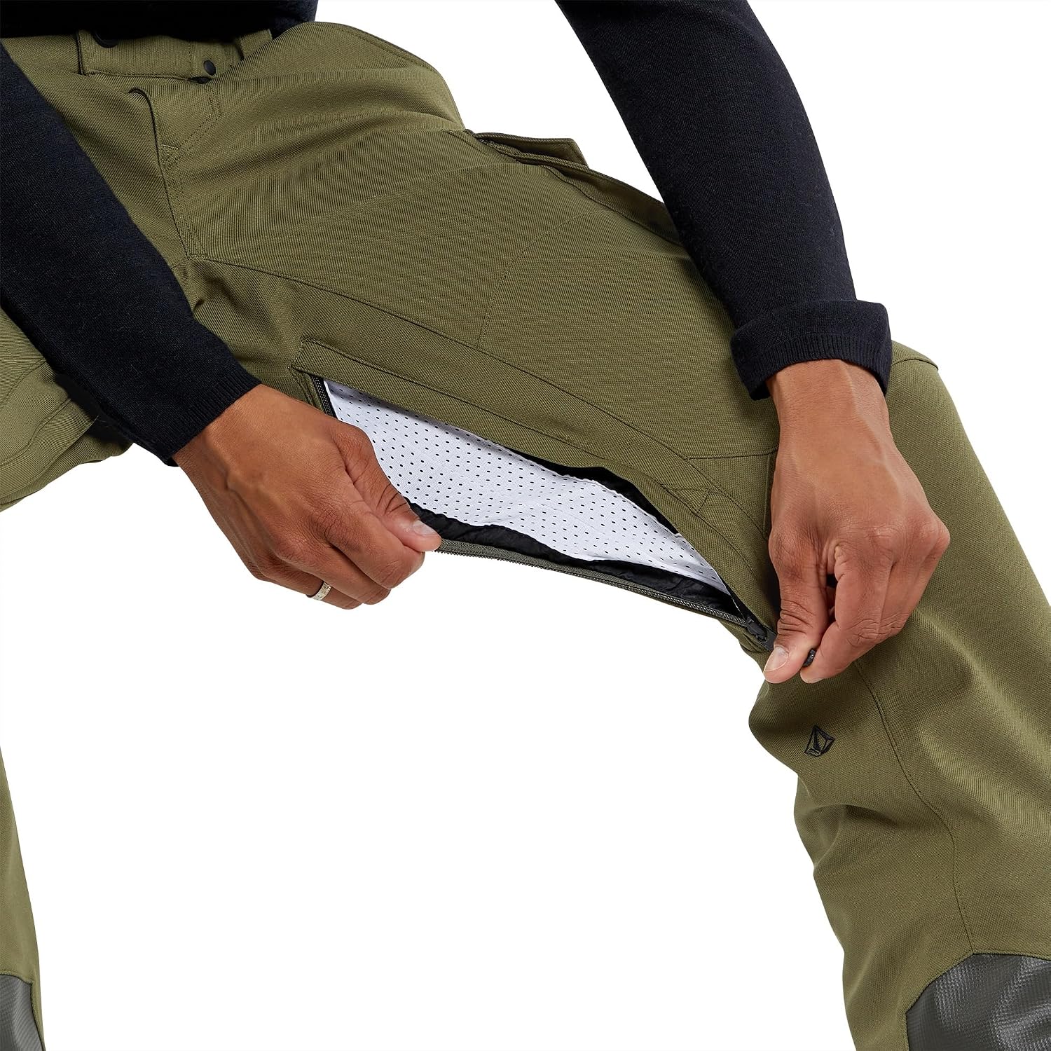 Volcom Men's Articulated Snow Pant, 15k Waterproof Ski Snowboard Pants, Sealed Seams Military S4