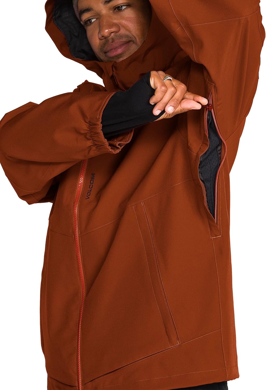 Volcom Men's Brighton Hooded Snowboard Ski Winter Jacket Burnt Orange