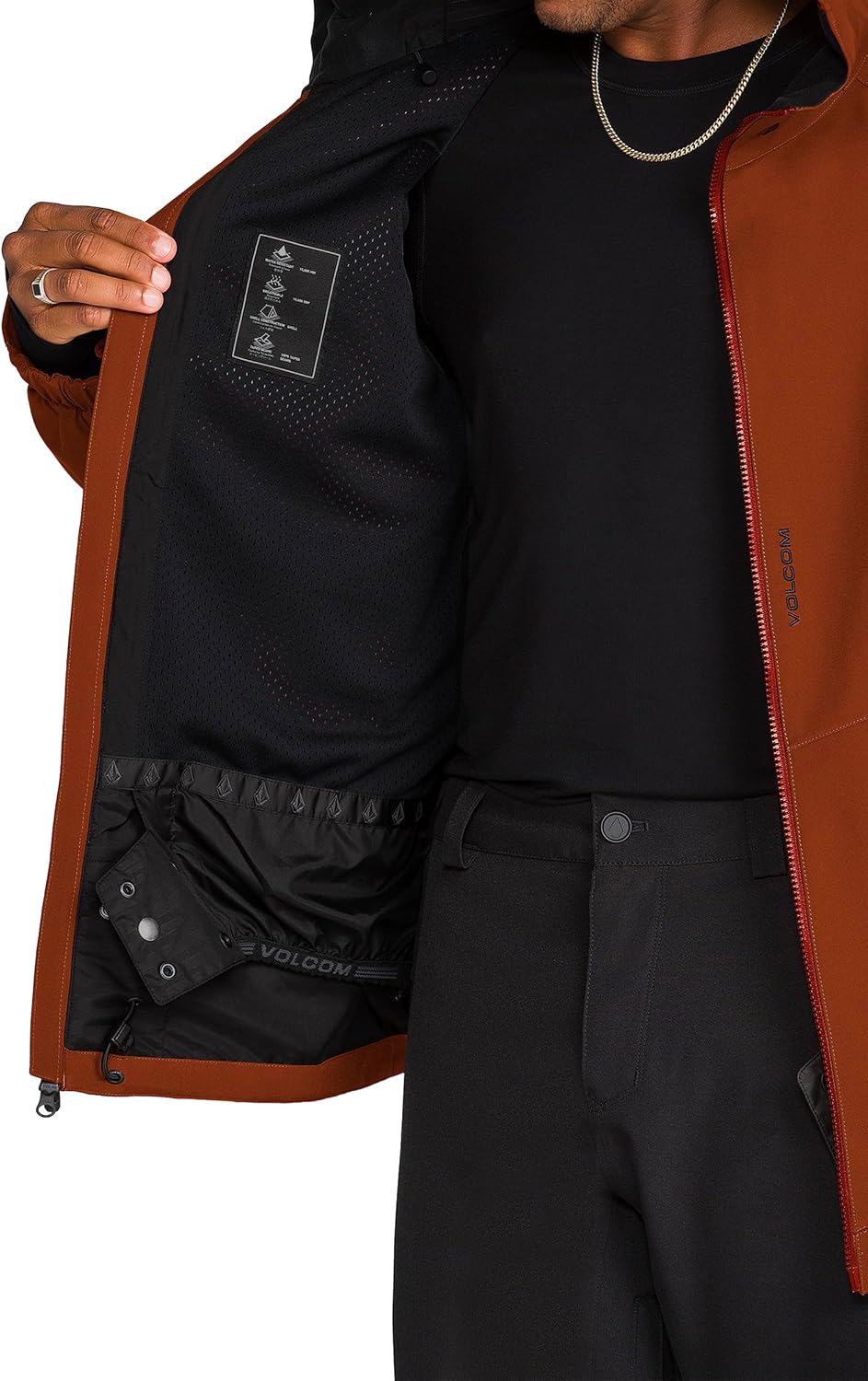 Volcom Men's Brighton Hooded Snowboard Ski Winter Jacket Burnt Orange