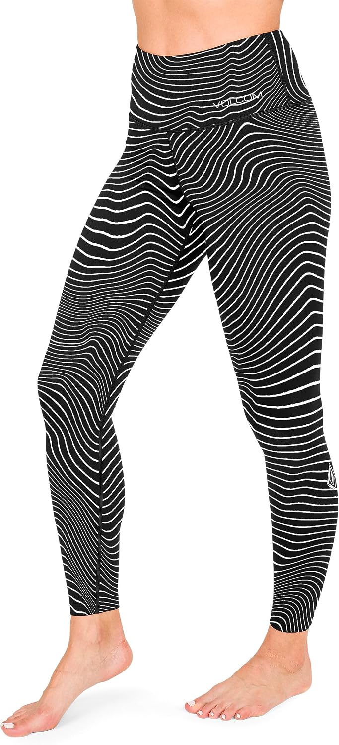 Volcom Women's V-Science Thermal Base Layer Legging – Quick Dry High-Waisted Fit Black White