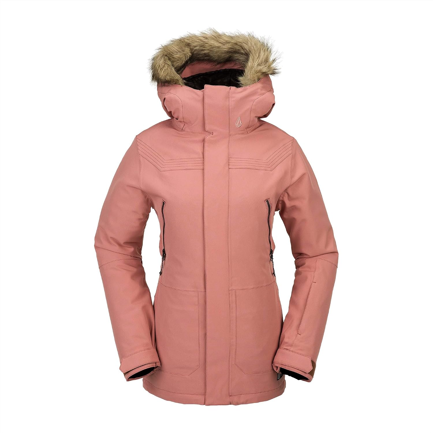 Volcom Women's Shadow Insulated Snowboard Ski Winter Hooded Jacket Earth Pink S4
