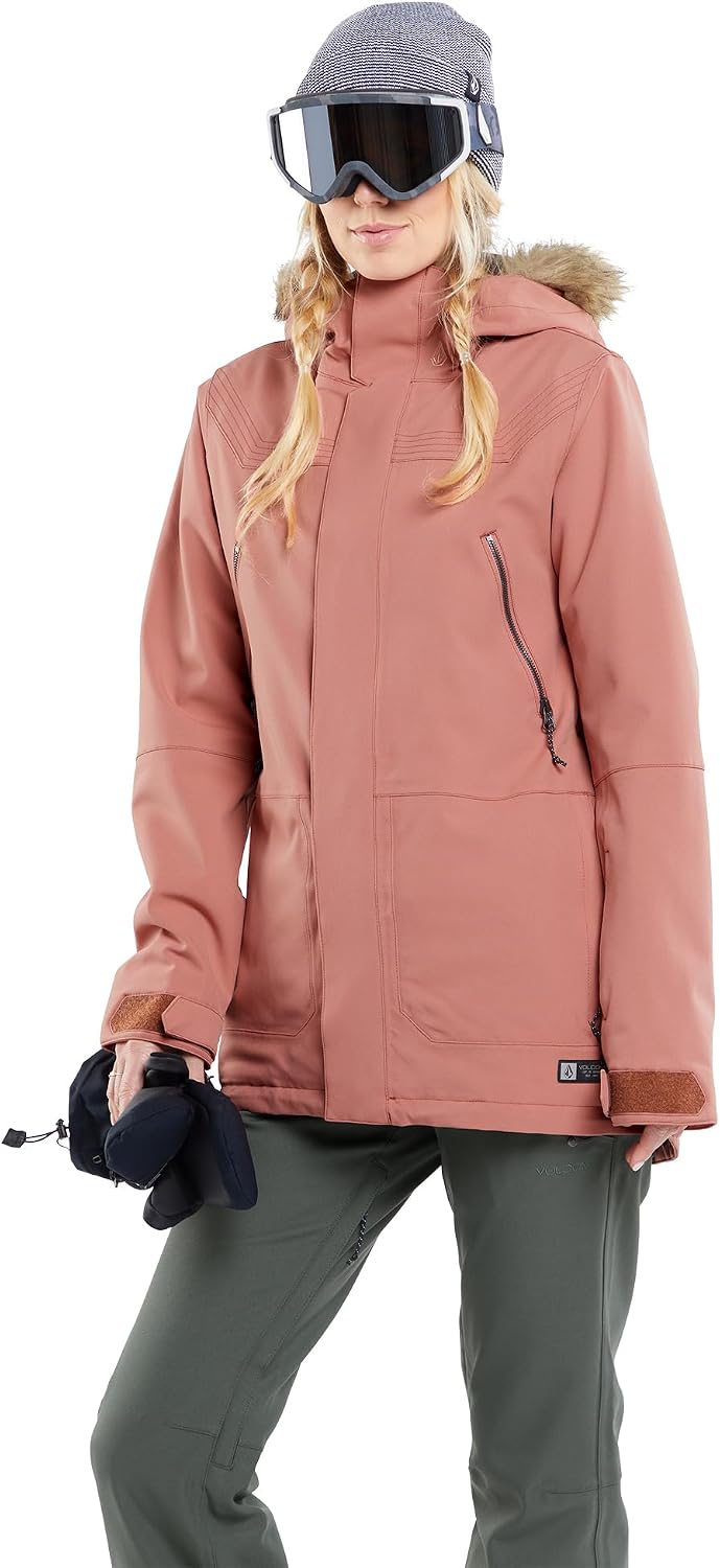 Volcom Women's Shadow Insulated Snowboard Ski Winter Hooded Jacket Earth Pink S4