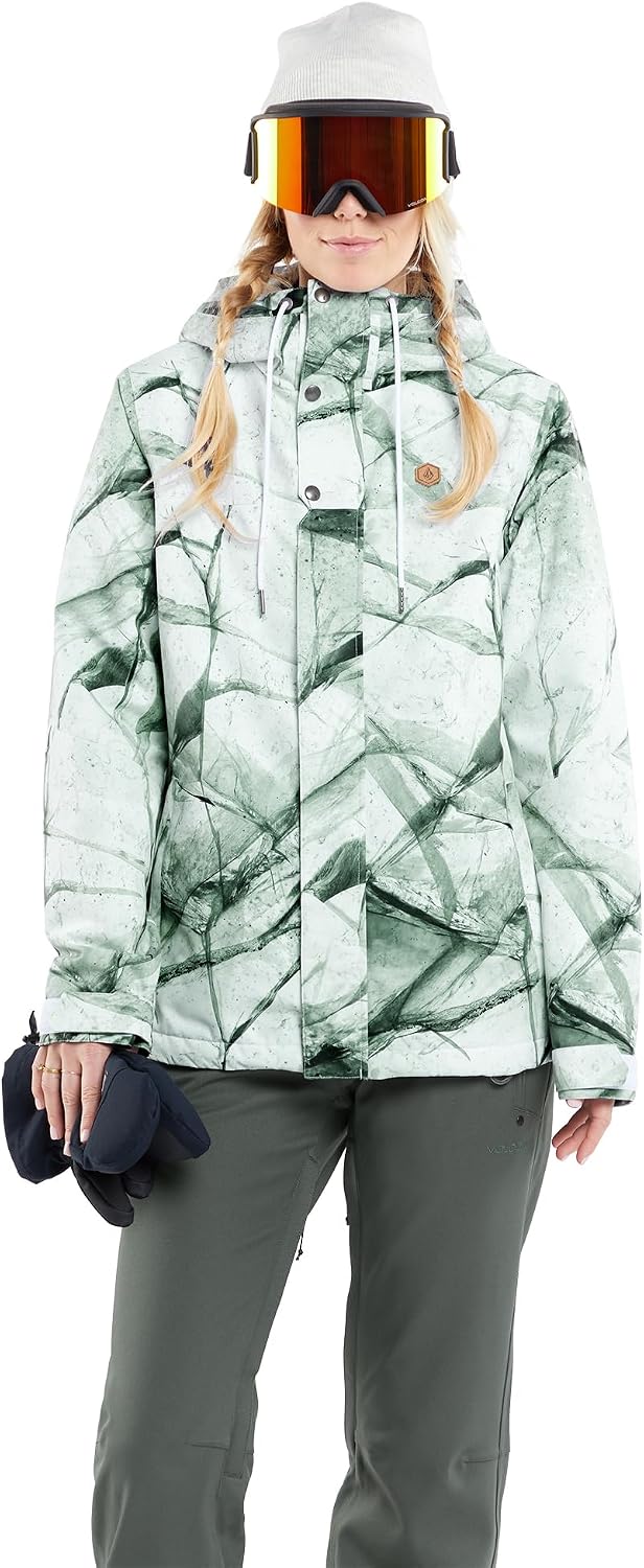 Volcom Women's Bolt Insulated Snowboard Ski Winter Hooded Jacket White Ice S4