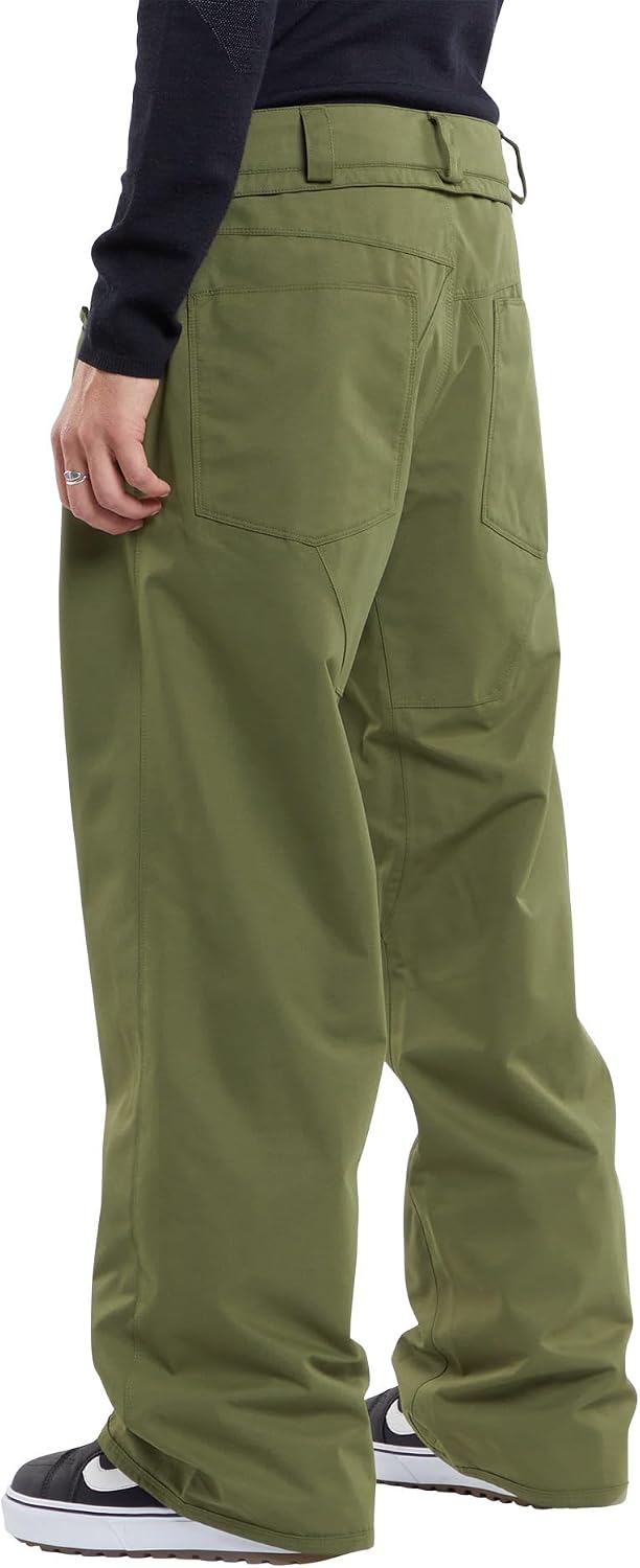 Volcom Men's 5-pocket Snowboard Pant, 10k Waterproof Ski Snow Pants, Sealed Seams Military S4