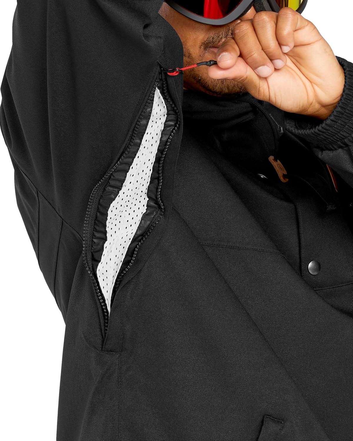 Volcom Men's Arthur Longo 20k Pullover Anarok Hooded Snowboard Jacket Black