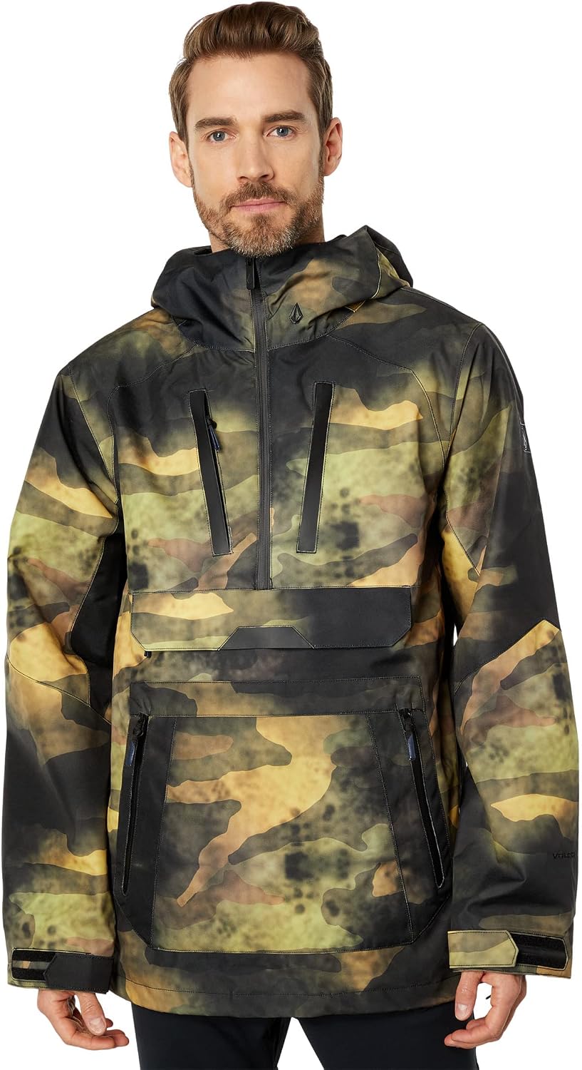 Volcom Men's Brighton Pullover Anarok Hooded Snowboard Jacket Camo