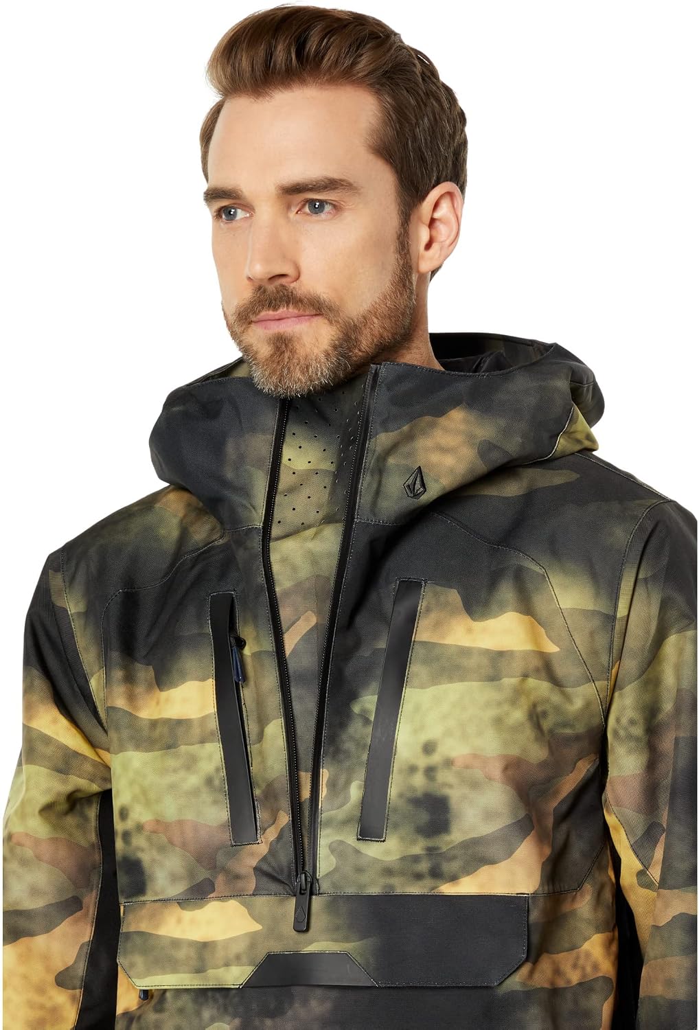 Volcom Men's Brighton Pullover Anarok Hooded Snowboard Jacket Camo
