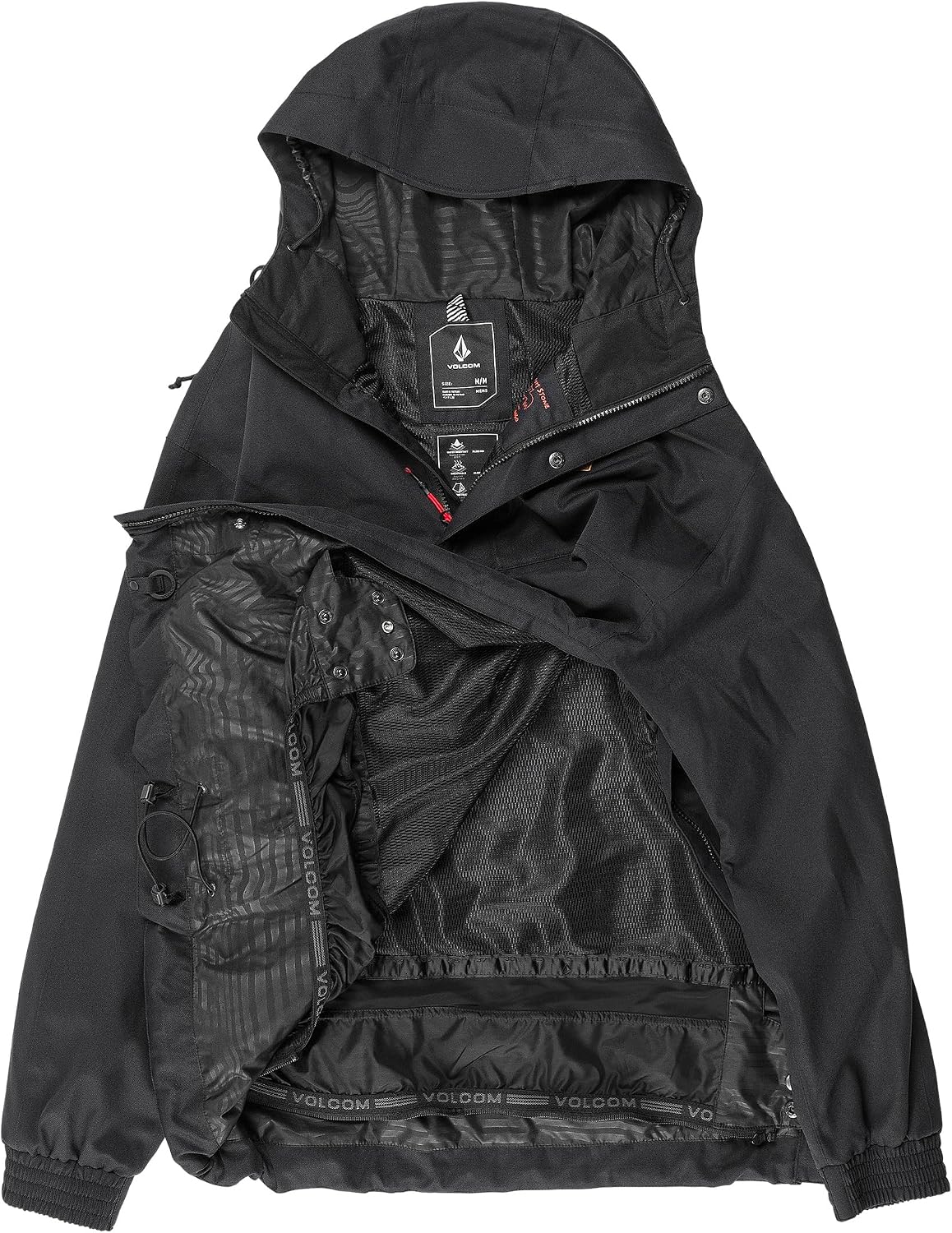 Volcom Men's Arthur Longo 20k Pullover Anarok Hooded Snowboard Jacket Black