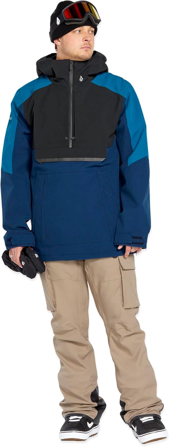 Volcom Men's Brighton Pullover Anarok Hooded Snowboard Jacket Navy