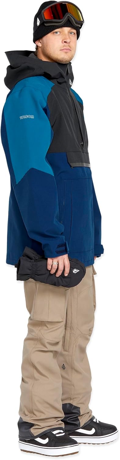 Volcom Men's Brighton Pullover Anarok Hooded Snowboard Jacket Navy