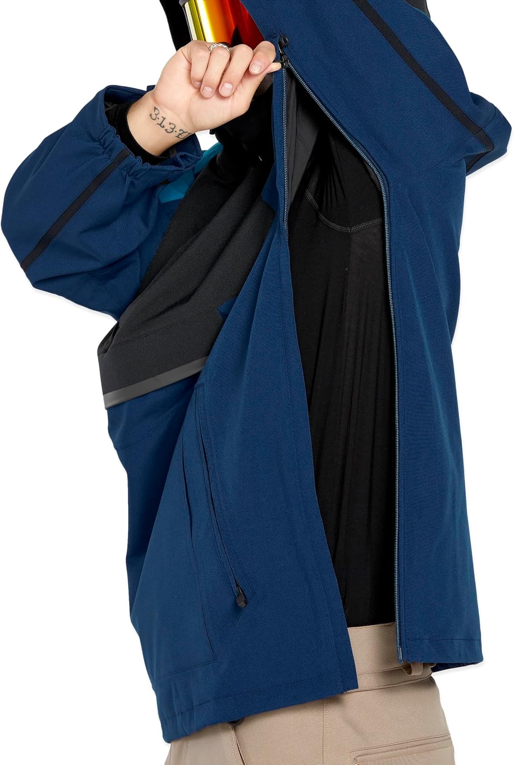 Volcom Men's Brighton Pullover Anarok Hooded Snowboard Jacket Navy