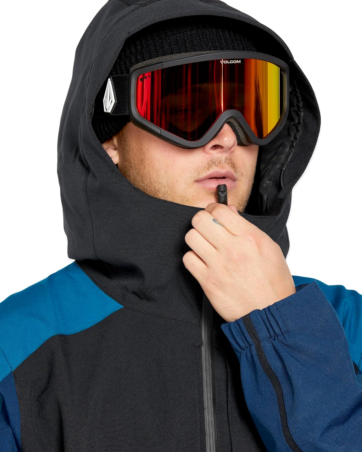 Volcom Men's Brighton Pullover Anarok Hooded Snowboard Jacket Navy