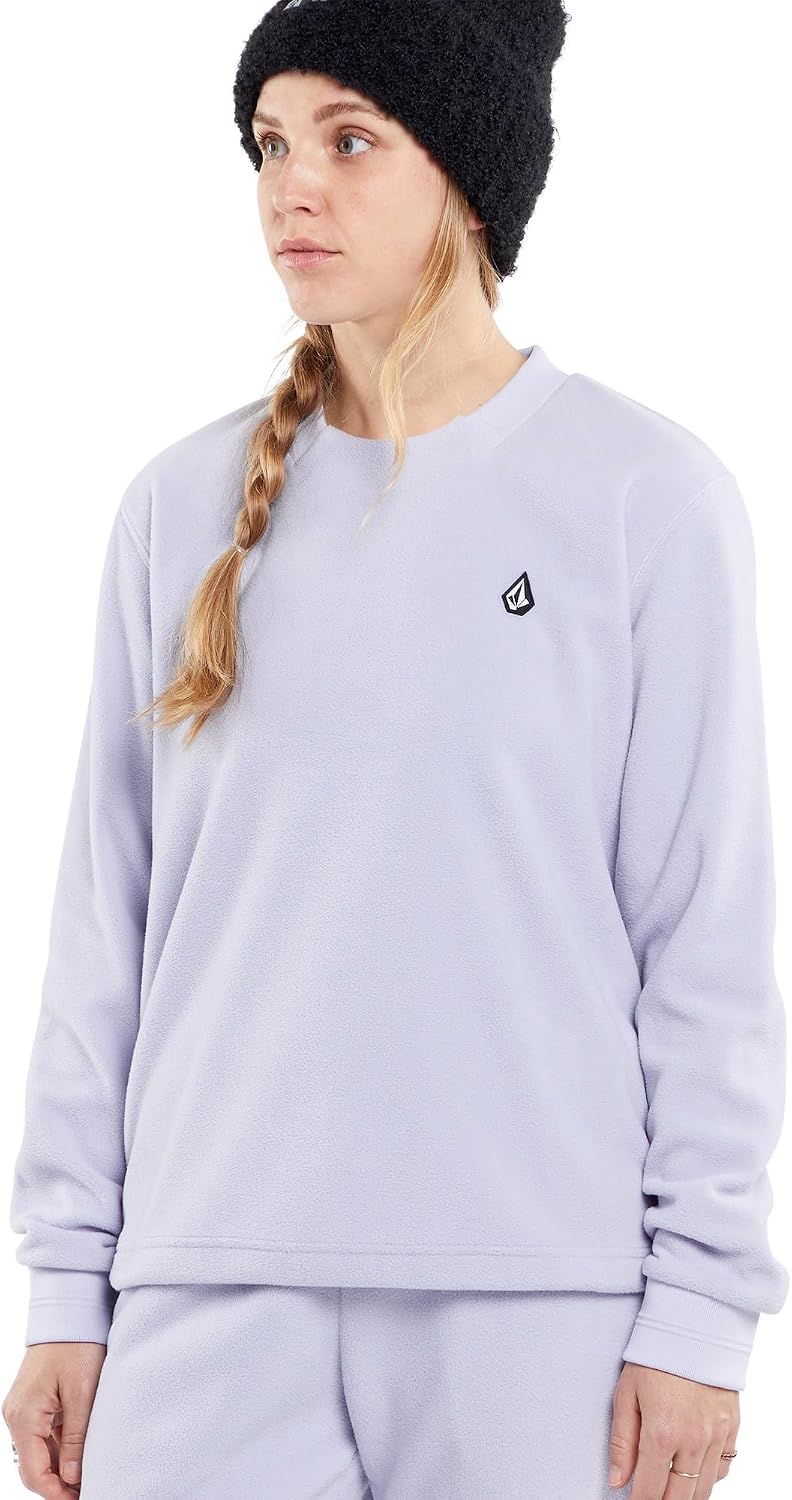 Volcom Women's Polar Fleece Crew Snowboard Sweatshirt Lilac Ash S4