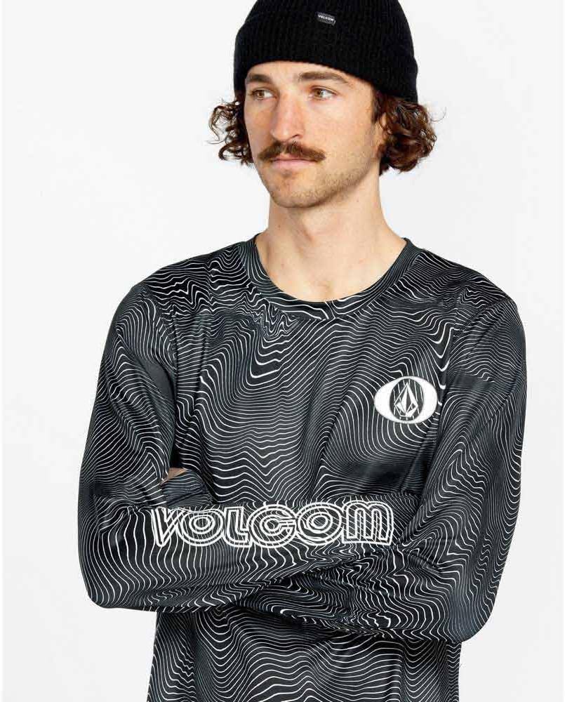 Volcom Men's V-Science Midweight Thermal Base Layer Long Sleeve Shirt Black Print