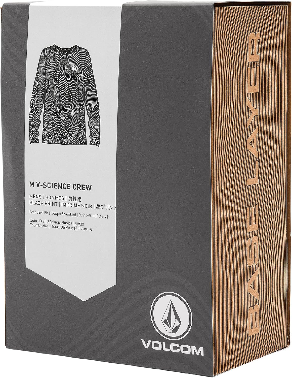 Volcom Men's V-Science Midweight Thermal Base Layer Long Sleeve Shirt Black Print